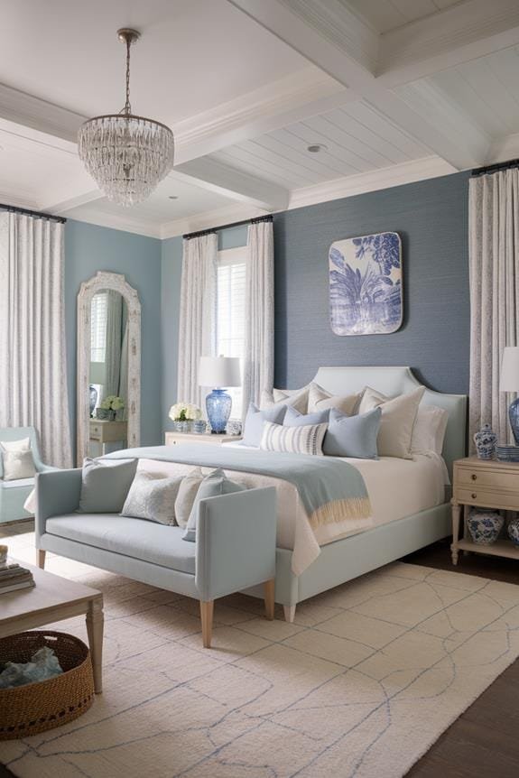 blue grasscloth wall design