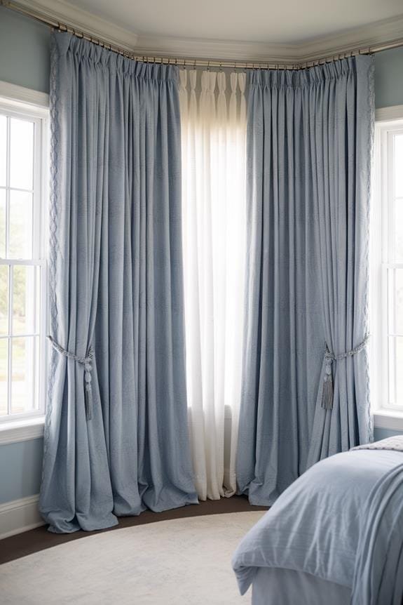 gentle blue fabric drapes
