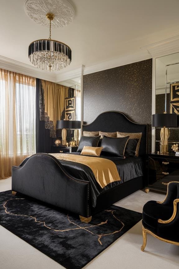 gold flecked wallpaper accent design