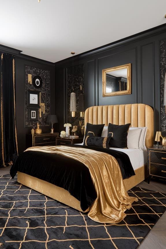 luxurious gold velvet headboard