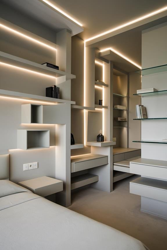 sleek integrated wall storage