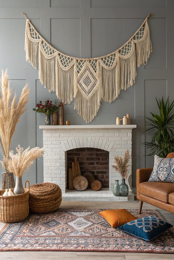 decorative macram fireplace garland