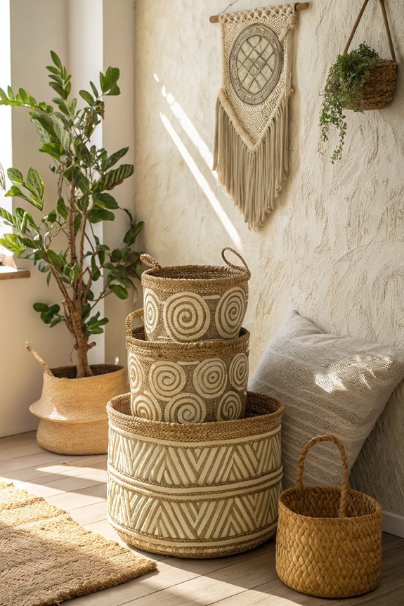 eco friendly seagrass storage baskets
