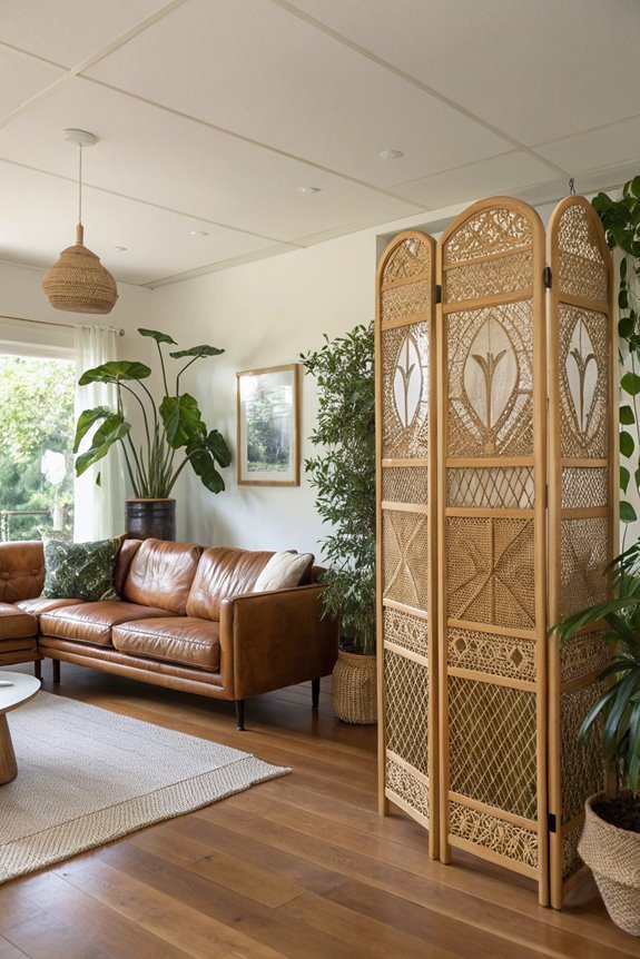 round rattan room divider