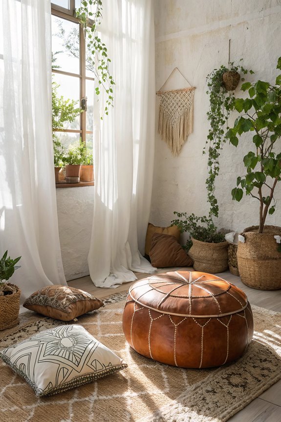 stylish leather pouf seating
