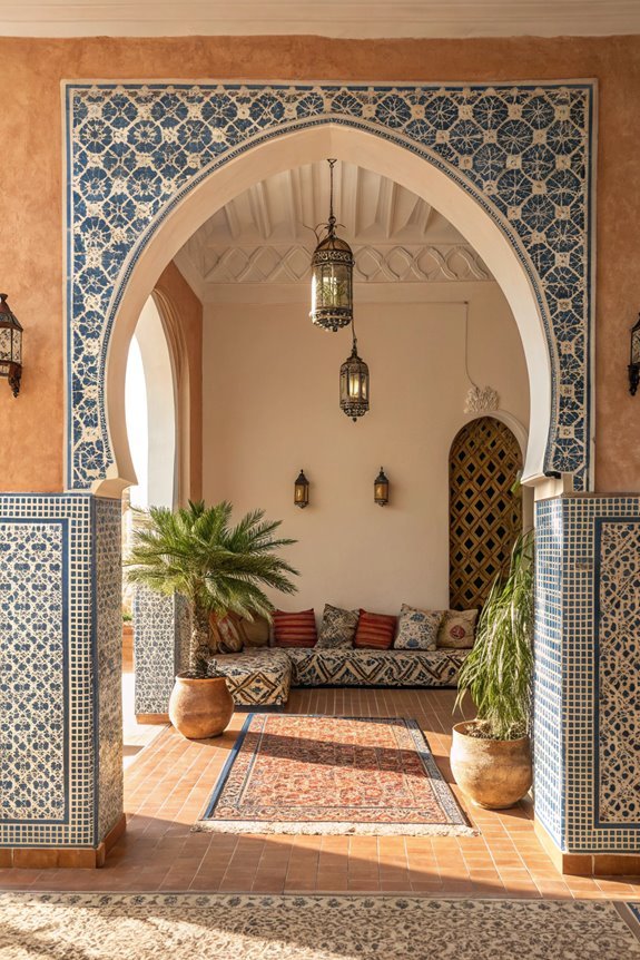 zellige tiled arched doorway