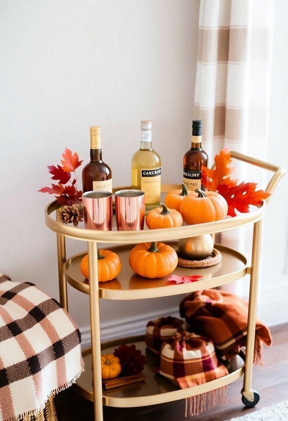 autumn inspired bar cart decor