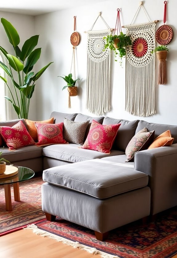 chic bohemian grey sofa