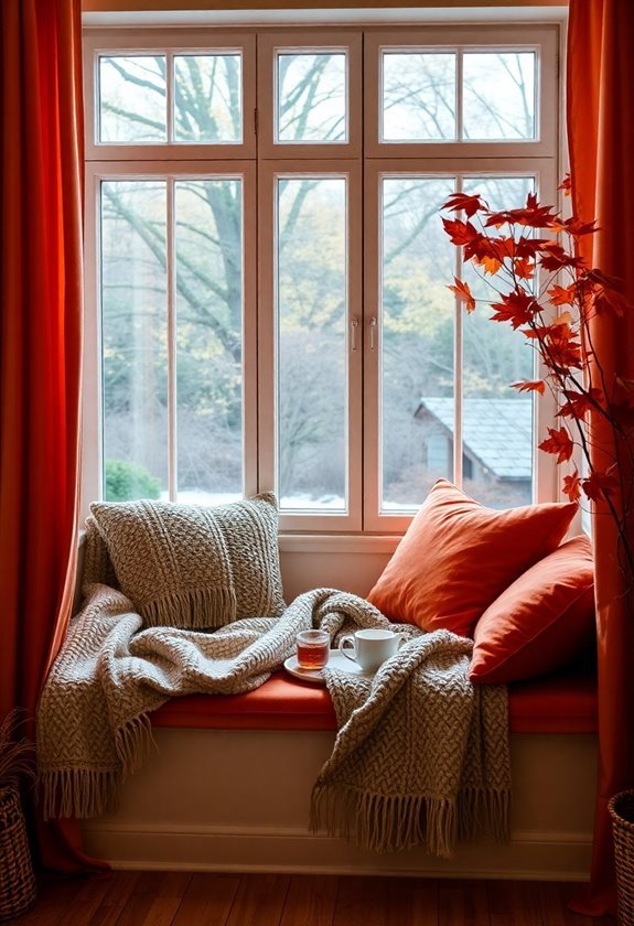 cozy fall reading setup