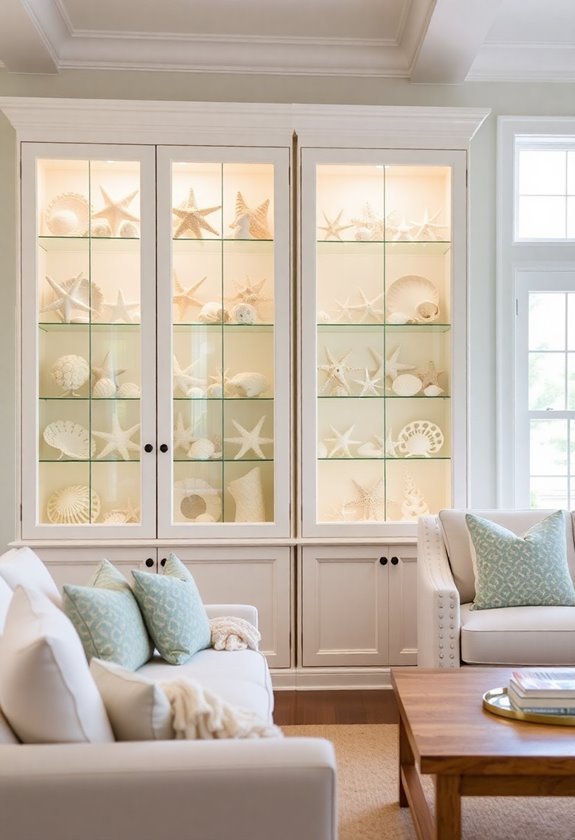 decorative seashell arrangement showcase