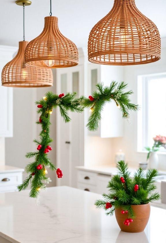 festive woven rattan lights