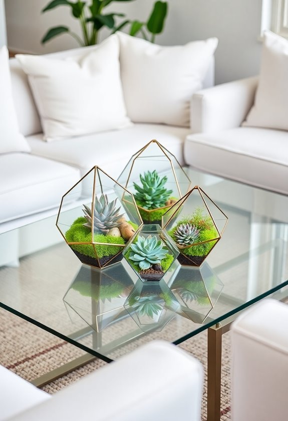 glass enclosed plant arrangements