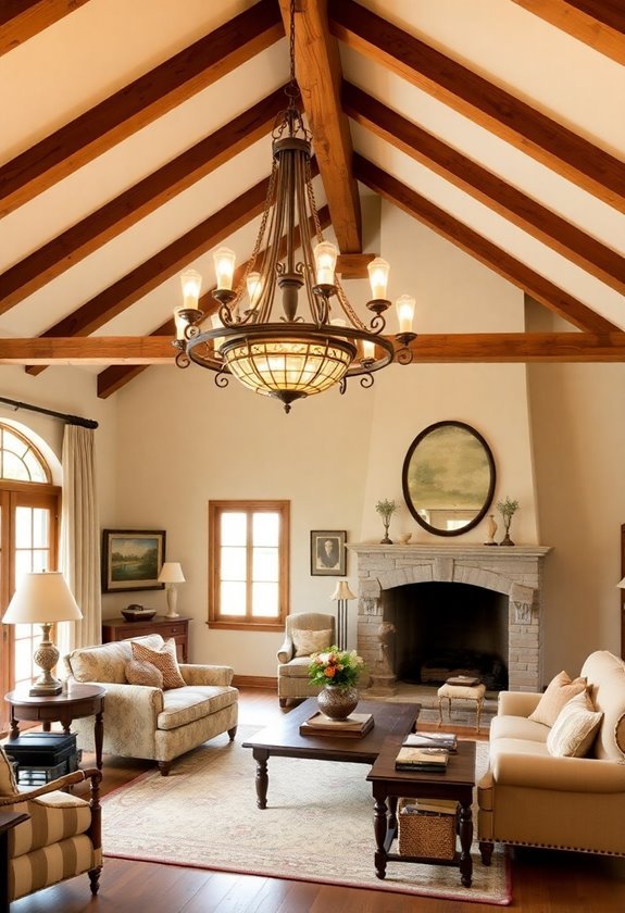 hang a rustic chandelier