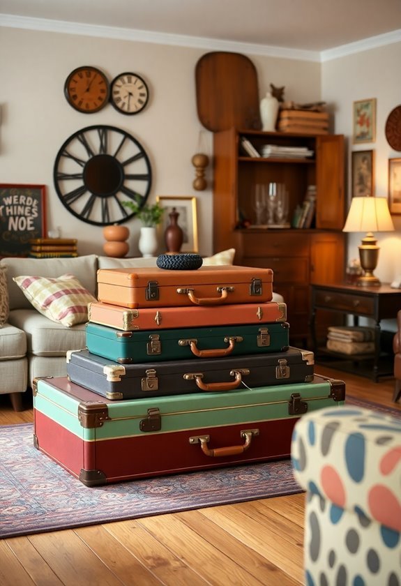 nostalgic luggage collection display