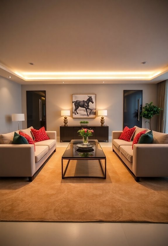 opposing sofas arrangement design