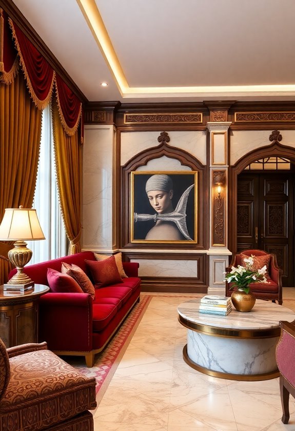opulent fabrics and finishes