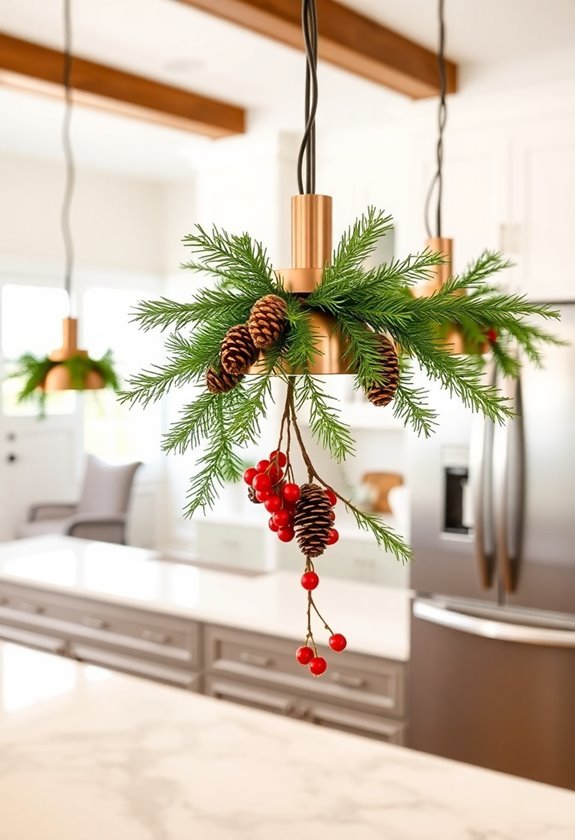 pine branch decor arrangements