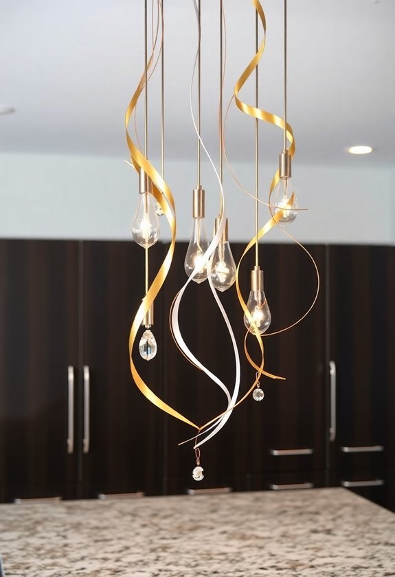 swirling metallic ribbon pendant