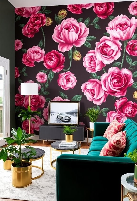 vibrant floral feature walls