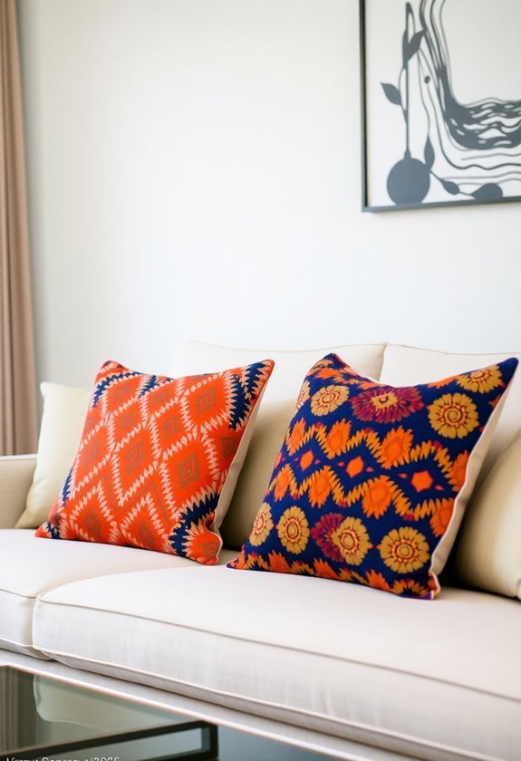 vibrant geometric design cushions