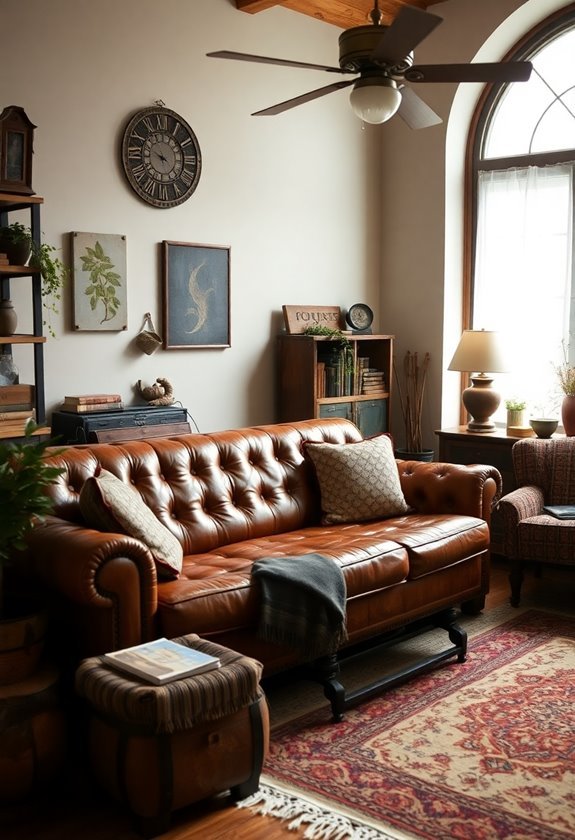 worn vintage leather couch