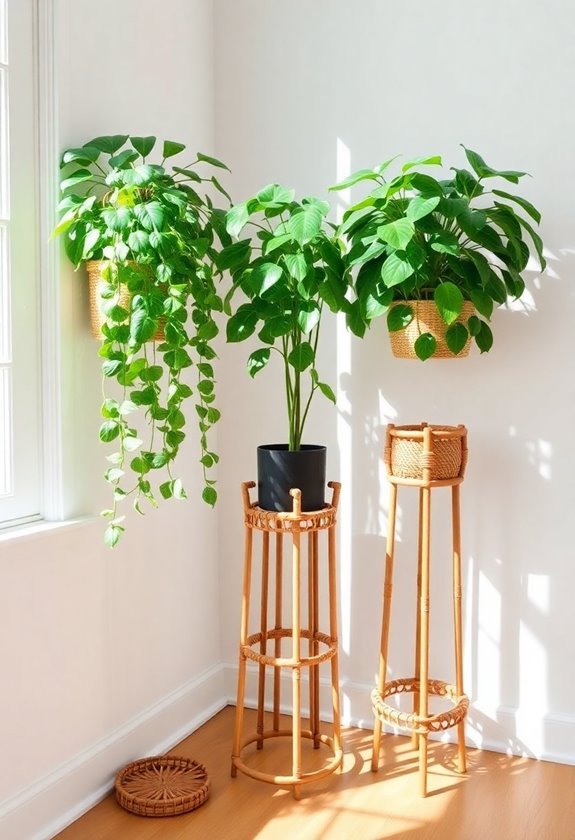 woven plant stand arrangements